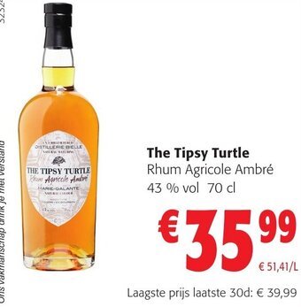 Colruyt The Tipsy Turtle Rhum Agricole Ambré 43 % vol 70 cl aanbieding