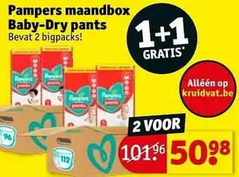 Kruidvat Pampers maandbox baby-dry pants aanbieding