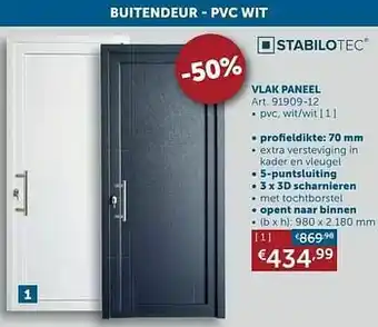 Zelfbouwmarkt Buitendeur - pvc wit vlak paneel aanbieding