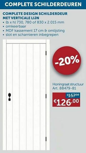 Zelfbouwmarkt Complete design schilderdeur met verticale lijn honingraat structuur aanbieding