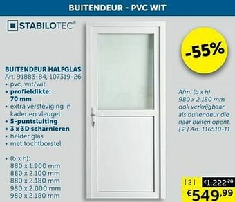 Zelfbouwmarkt Buitendeur halfglas aanbieding