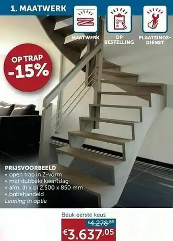 Zelfbouwmarkt Open trap in z-vorm beuk eerste keus aanbieding