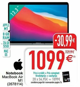 Cora Apple notebook macbook air m1 aanbieding