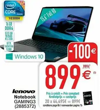 Cora Lenovo notebook gaming3 aanbieding