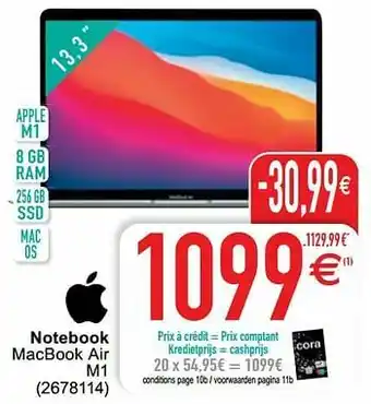 Cora Apple notebook macbook air m1 aanbieding