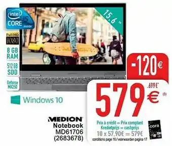 Cora Medion notebook md61706 aanbieding