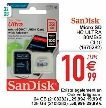 Cora Micro sd hc ultra 80mb-s cl10 aanbieding