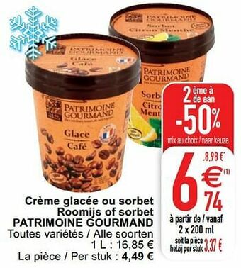 Crème glacée ou sorbet roomijs of sorbet patrimoine gourmand