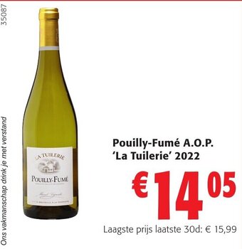 Colruyt Pouilly-Fumé A.O.P. 'La Tuilerie' 2022 aanbieding