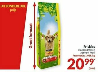 Intermarché Friskies hondenbrokken active of maxi aanbieding