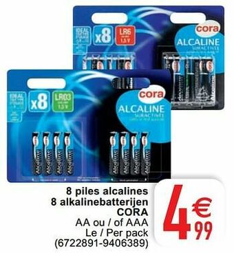 8 piles alcalines 8 alkalinebatterijen cora