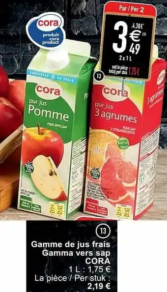 Cora Gamme de jus frais gamma vers sap cora aanbieding
