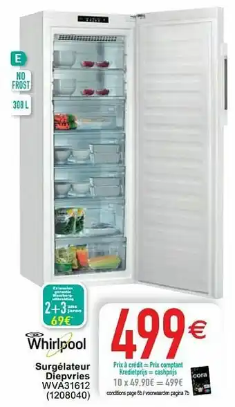 Cora Whirlpool surgélateur diepvries wva31612 aanbieding