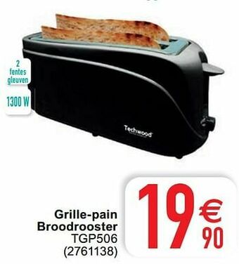 Cora Techwood grille-pain broodrooster tgp506 aanbieding
