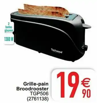Cora Techwood grille-pain broodrooster tgp506 aanbieding