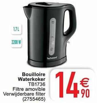 Cora Techwood bouilloire waterkoker tb1736 aanbieding