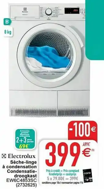 Cora Electrolux sèche-linge à condensation condensatiedroogkast ew6c4853sc aanbieding