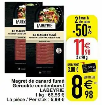 Cora Magret de canard fumé gerookte eendenborst labeyrie aanbieding