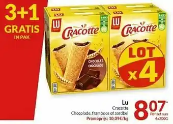 Intermarché Lu cracotte chocolade framboos of aardbei aanbieding