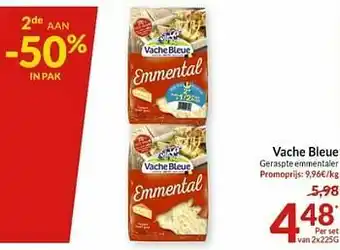 Intermarché Vache bleue geraspte emmentaler aanbieding