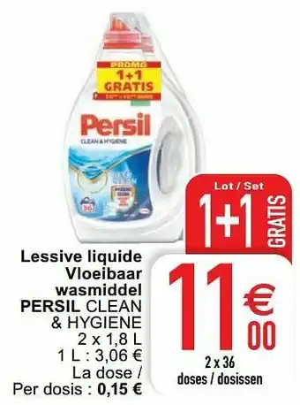 Cora Lessive liquide vloeibaar wasmiddel persil clean + hygiene aanbieding