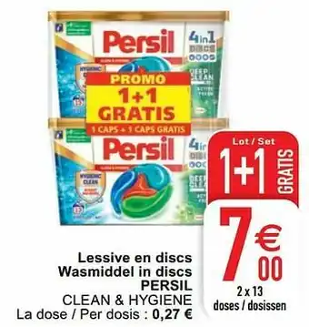 Cora Lessive en discs wasmiddel in discs persil clean + hygiene aanbieding
