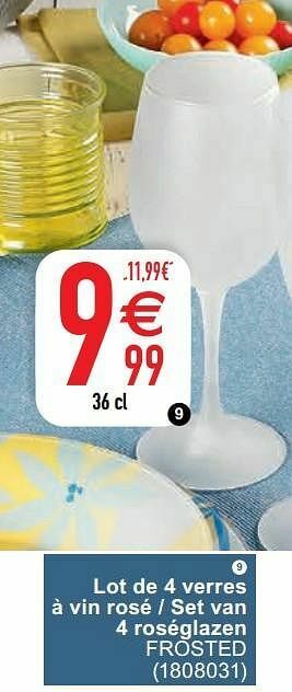 Cora Lot de 4 verres à vin rosé - set van 4 roséglazen frosted aanbieding