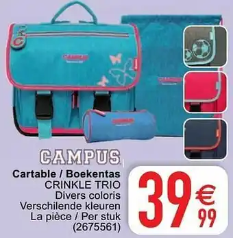 Cora Cartable - boekentas crinkle trio aanbieding