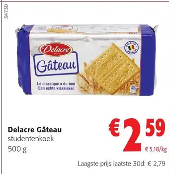Colruyt Delacre Gâteau studentenkoek 500 Laagste prijs laatste 30d: € 2,79 aanbieding