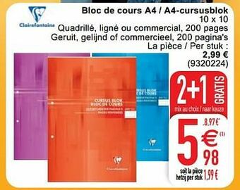 Cora Bloc de cours a4 - a4-cursusblok aanbieding