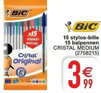 Cora 15 stylos-bille 15 balpennen cristal medium aanbieding