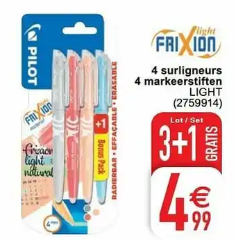 Cora 4 surligneurs 4 markeerstiften light aanbieding