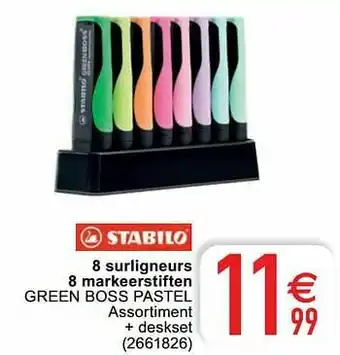 8 surligneurs 8 markeerstiften green boss pastel