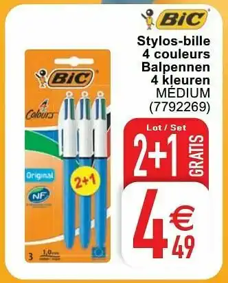Cora Stylos-bille 4 couleurs balpennen 4 kleuren médium aanbieding