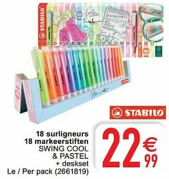 Cora 18 surligneurs 18 markeerstiften swing cool + pastel aanbieding