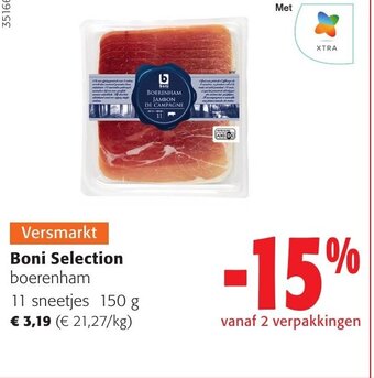 Colruyt Boni Selection boerenham 11 sneetjes 150 g aanbieding