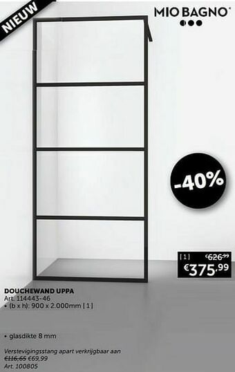 Zelfbouwmarkt Douchewand uppa aanbieding