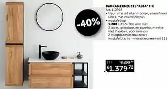 Badkamermeubel alba eik wastafelkast