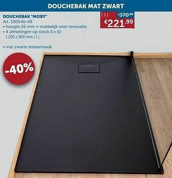 Zelfbouwmarkt Douchebak moby aanbieding