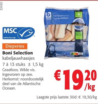 Colruyt Boni Selection kabeljauwhaasjes 7 à 13 stuks ± 1,5 kg aanbieding