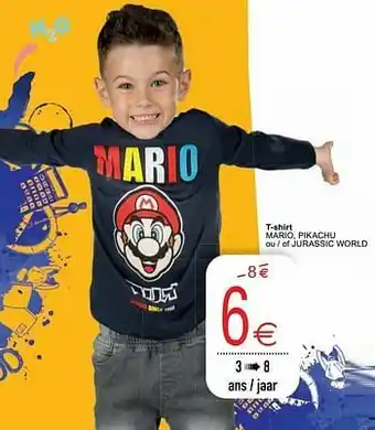 Cora T-shirt mario pikachu ou - of jurassic world aanbieding