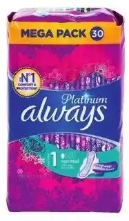 Colruyt Always Platinum Maandverband met vleugels Normal 30 stuks aanbieding