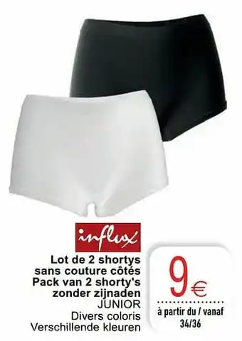 Cora Lot de 2 shortys sans couture côtés pack van 2 shorty`s zonder zijnaden junior aanbieding
