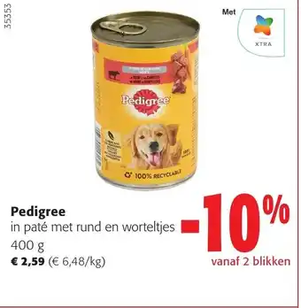 Colruyt Pedigree in paté met rund en worteltjes 400 g aanbieding