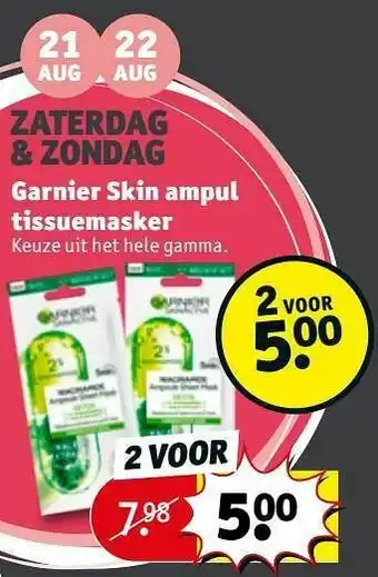 Kruidvat Garnier skin ampul tissuemasker aanbieding