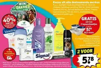 Kruidvat Signal integral 8 nature elements charcoal tandpasta + gratis tapasschaaltjes aanbieding