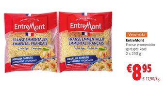 Colruyt EntreMont Franse emmentaler geraspte kaas 2 x 250 g aanbieding