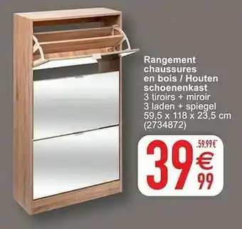 Rangement chaussures en bois - houten schoenenkast