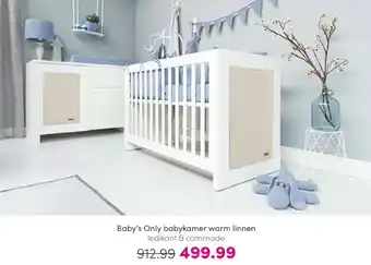 Baby & Tiener Baby's Only babykamer warm linnen ledikant & commode aanbieding