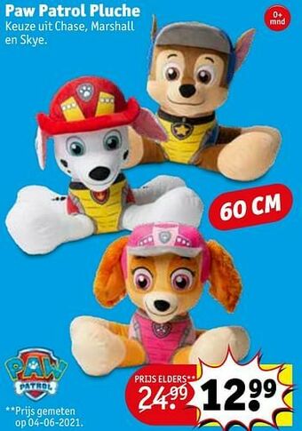 Kruidvat Paw patrol pluche aanbieding